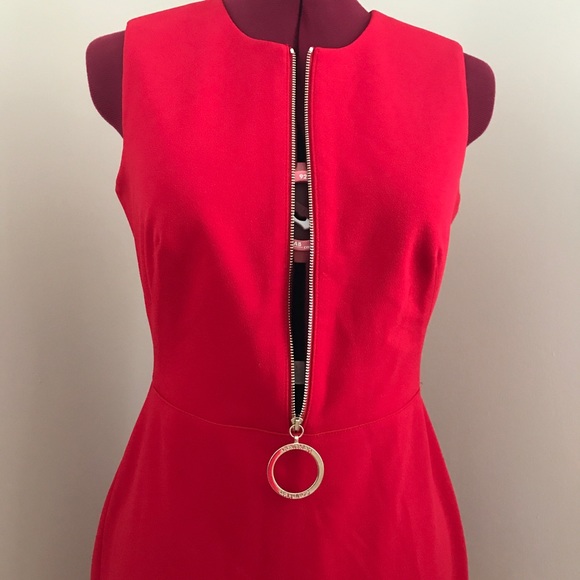 Calvin Klein Dresses & Skirts - Calvin Klein red sleeveless sheath dress front zip